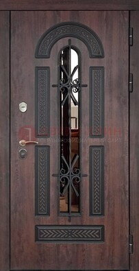 Темная стальная дверь с виноритом и узором ДВТ-57 в Йошкар-Оле
