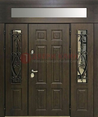 Темная входная дверь с виноритом и белой внутренней панелью ДВТ-58 в Йошкар-Оле