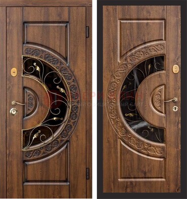 Металлическая дверь с виноритом и панелью Итальянский орех ДВТ-71 в Йошкар-Оле