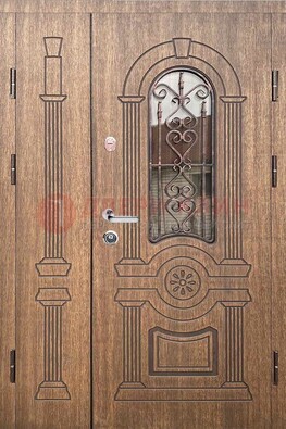Железная классическая дверь с терморазрывом и МДФ Миланский орех ДВТ-77 в Йошкар-Оле
