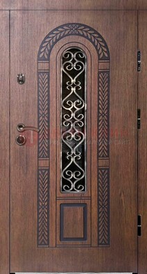 Стальная темная дверь с виноритом и МДФ ДВТ-81 в Йошкар-Оле