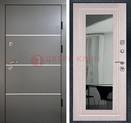 Черная металлическая дверь с зеркалом ДЗ-12 в Йошкар-Оле
