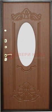 Коричневая стальная дверь с зеркалом ДЗ-15 в Йошкар-Оле