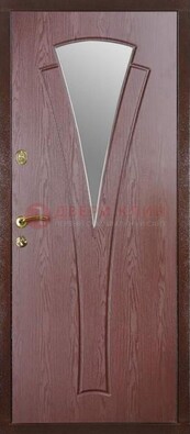 Бордовая металлическая дверь с зеркалом МДФ внутри ДЗ-1 в Йошкар-Оле