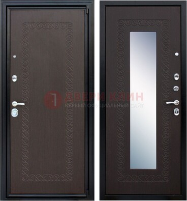 Темная стальная дверь с зеркалом ДЗ-20 в Сочи