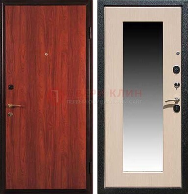 Красная стальная дверь с зеркалом МДФ внутри ДЗ-23 в Йошкар-Оле