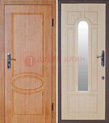Светлая железная дверь с зеркалом ДЗ-24 в Йошкар-Оле