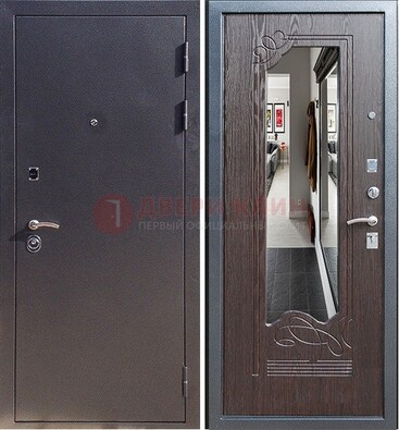 Черная входная дверь с зеркалом МДФ внутри ДЗ-29 в Йошкар-Оле