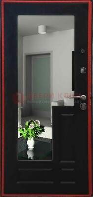 Черная железная дверь с зеркалом МДФ внутри ДЗ-2 в Йошкар-Оле
