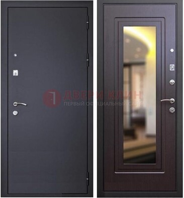 Черная железная дверь с зеркалом ДЗ-30 в Йошкар-Оле