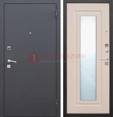 Черная входная дверь с зеркалом МДФ внутри ДЗ-31 в Йошкар-Оле