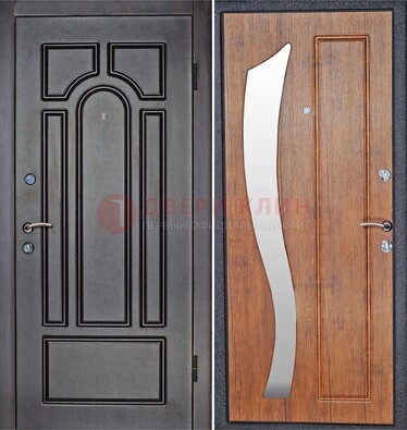 Темная железная дверь с зеркалом ДЗ-35 в Йошкар-Оле