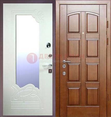 Коричневая железная дверь с зеркалом ДЗ-39 в Йошкар-Оле