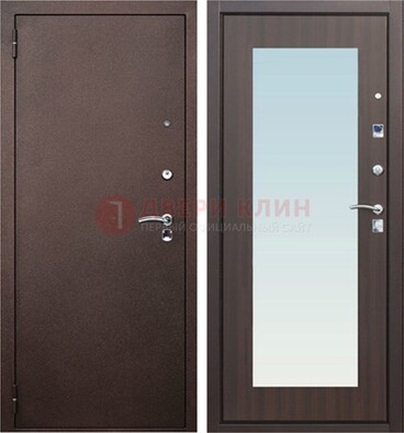 Коричневая входная дверь с зеркалом МДФ внутри ДЗ-40 в Йошкар-Оле