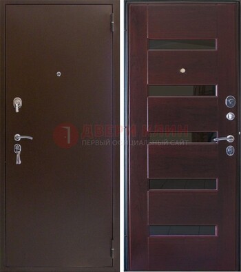 Темная железная дверь с зеркалом ДЗ-42 в Йошкар-Оле