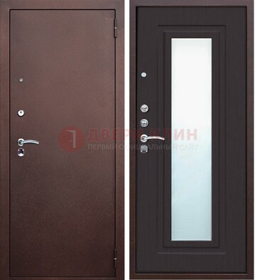 Коричневая металлическая дверь с зеркалом ДЗ-43 в Йошкар-Оле