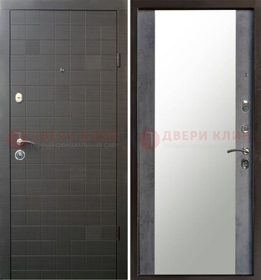 Темная железная филенчатая дверь с зеркалом ДЗ-53 в Йошкар-Оле