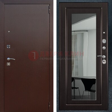 Металлическая дверь с порошковым напылением с МДФ и зеркалом ДЗ-61 в Йошкар-Оле