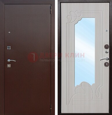 Стальная дверь с порошковым покрытием с резной МДФ и зеркалом ДЗ-66 в Санкт-Петербурге