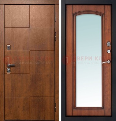 Белая филенчатая дверь с фрезерованной МДФ и зеркалом ДЗ-81 в Лыткарино