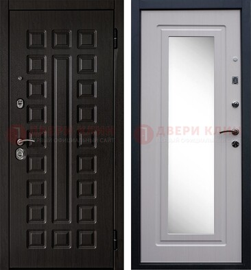 Металлическая дверь с белыми МДФ и зеркалом ДЗ-83 в Йошкар-Оле