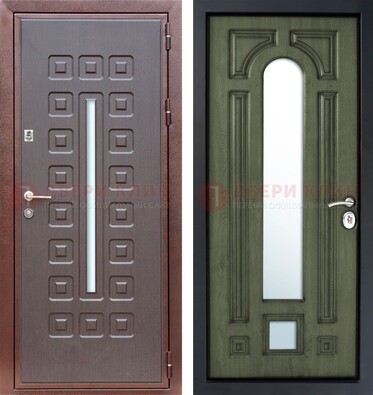 Металлическая серая дверь с порошковым покрытием и МДФ Венге с зеркалом ДЗ-84 в Йошкар-Оле