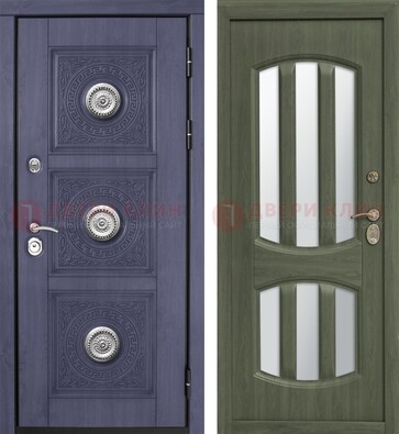 Стальная дверь с узором на МДФ и зеркальными вставками ДЗ-87 в Химках