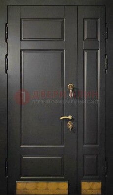 Черная полуторная железная дверь для частного дома ПЛ-2 в Йошкар-Оле