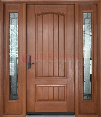 Стальная дверь с массивом дуба и витражом для дома ВЖ-17 в Йошкар-Оле