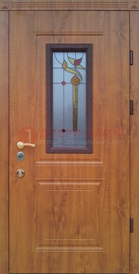 Железная дверь с МДФ и витражом ВЖ-24 в Йошкар-Оле